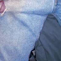 A small hole wore into my jeans in the upper thigh and I made it bigger to stick my dick through it... Legend has it, I just got a raging boner one day and it ripped those jeans on it's own.