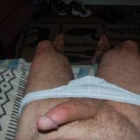 panties pulled down to expose my dick