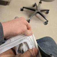 Sneak peak of my limp dick at the doctor's office.