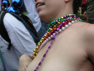 Flashing at Mardi Gras. Such a great party