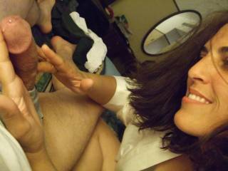 milking the precum out of my Bull\'s cock