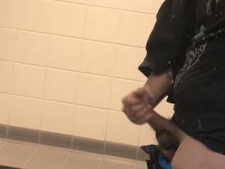 Jacking off in public restroom