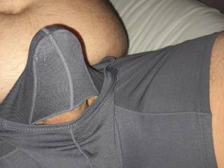 My huge cock busting through my boxer briefs!