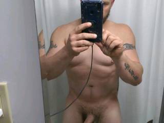 Me taking a nude selfie to send to a woman I just met and was gonna have a casual hookup with