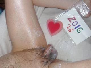 A view from right side of my left leg plus my dick and balls with lube upon  them...A Z50 camera was used.