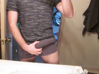 my big cock bulging in my shorts