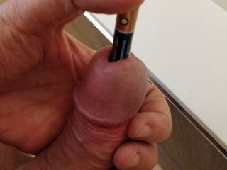 A friend asked me to insert a AAA battery in my cock and made me so horny. Never tried before, my hole was so tight. A mix of pain and pleasure, I precummed so much