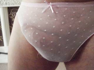 close up of my hard cock in see thru panties