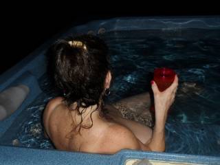wining down in the hot tub