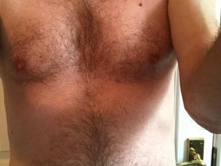 Showing some chest hair :)