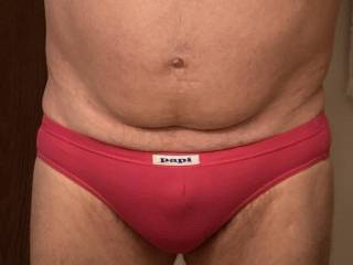 me wearing men\'s pink cotton bikini brief by Papi