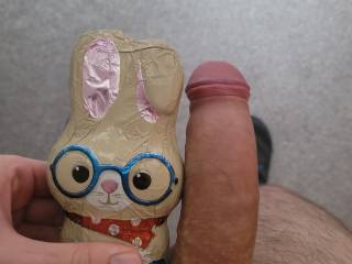 It's time to decide, on one hand, you have a sweet chocolate easter bunny and on the other you have my sweet cock. Which are you going to choose as desert after dinner?