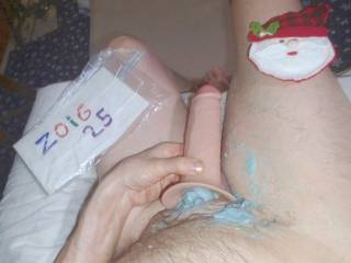 Above view as I toy play on my recliner with messy colored lube upon my skin... TG1 camera was used.