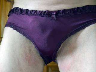 Little plum panties, perfect for hiding a stiff cock in.