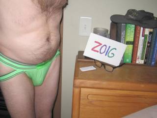 A frontal as I stand near my bed`s headboard and wearing a lime undie... Canon S70 camera was used.