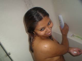 Jennifer showering after i gave her a shower of my own