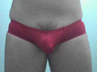 wearing one of my favourite swimwear for beach......red thong shorts