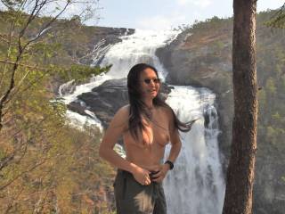 Norway in April is chilly with the wind blowing but our intrepid model is ready to pose.