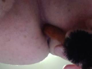 My Penetrating My Asshole With My Big Black Wire Brush Handle