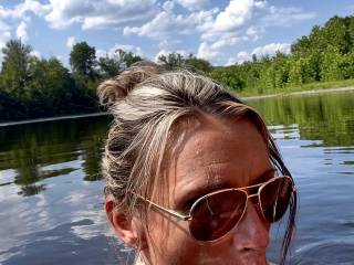 Having a bunch of fun while we cooling off in the river!!