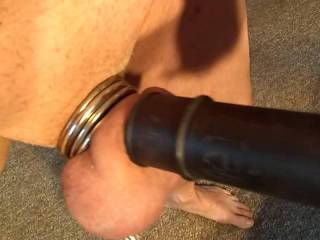 mastress had me hang weights from my balls and fuck the vacuum