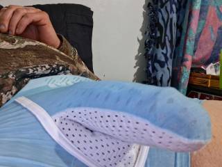 Trying on the new boxers