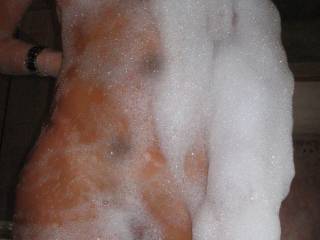 same girl showing off her soapy body