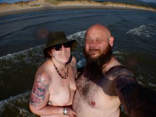Naked selfie on the beach