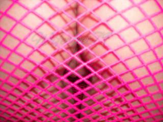 Closeup of my netted pussy
