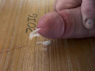 The beginning of a beautiful cum shot.