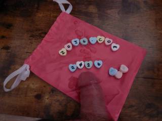 My play on the more traditional cookies and cream, instead candy hearts and cream.