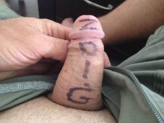 Apparently it\'s easier to write on a hard dick than a soft one... Guess I\'ll wait next time.