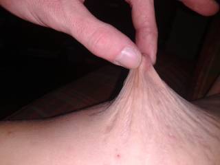A friends nipple...she loves to have them pulled.