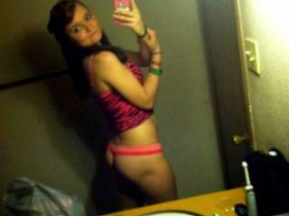 Me modeling my little pink thong