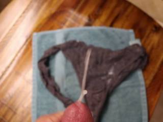 Wife left me horny as fuck again, she left me her panties to cum on.