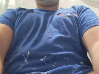 Just arrived home after painting and felt really horny.