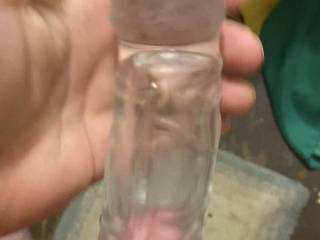 His little cuck cock getting ready to fuck me the only way I will allow him. In his sleeve.