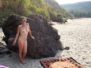 Diana on a nudist beach