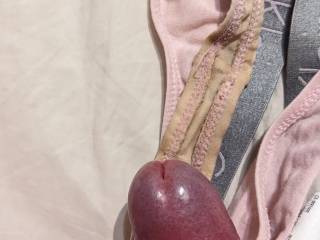 Having fun with her dirty panties.