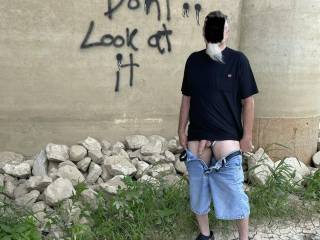 The wife said, stand here and take your dick out.