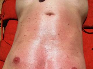 laying out on the lanai, getting sun and gettin hard