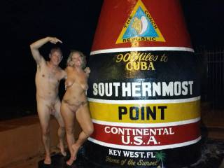 We had our naked pictures taken at the Southern Most Point by some strangers during Fantasy Fest 2015.