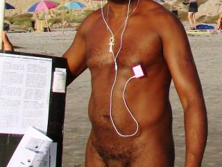 Posing at beach and grooving to some music. Ladies, do you like my new iPod holder?