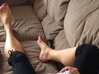would you cum play with my feet on the couch?