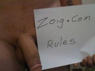 my cock again with a zoig.com rules sign