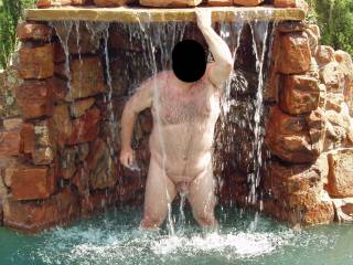 I took away hubby's swim trunks and made him pose nude for me in our pool!