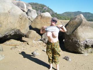 flashing people on the beach at Magnetic Island on the weekend