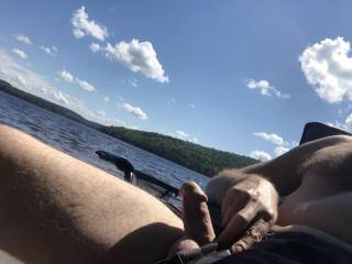 Flashing my cock with people canoeing in the background