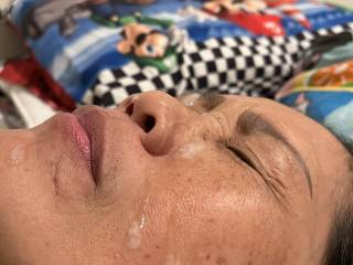 Dripping down her face
