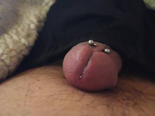 my peirced cock peaking out